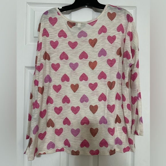 Lane Bryant Metallic Pink & Red Heart Dolman Knit Top Shirt - Picture 4 of 6
